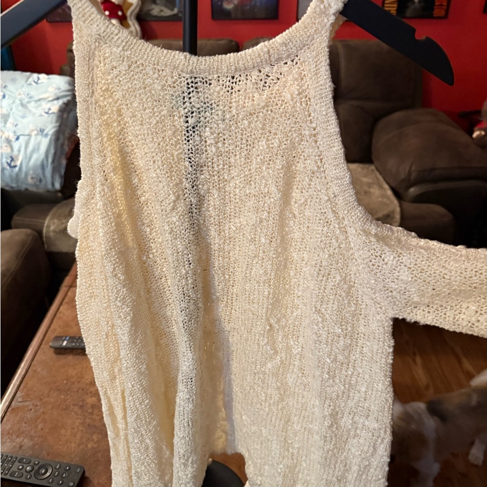 Chic Off-the-Shoulder Cream Sweater